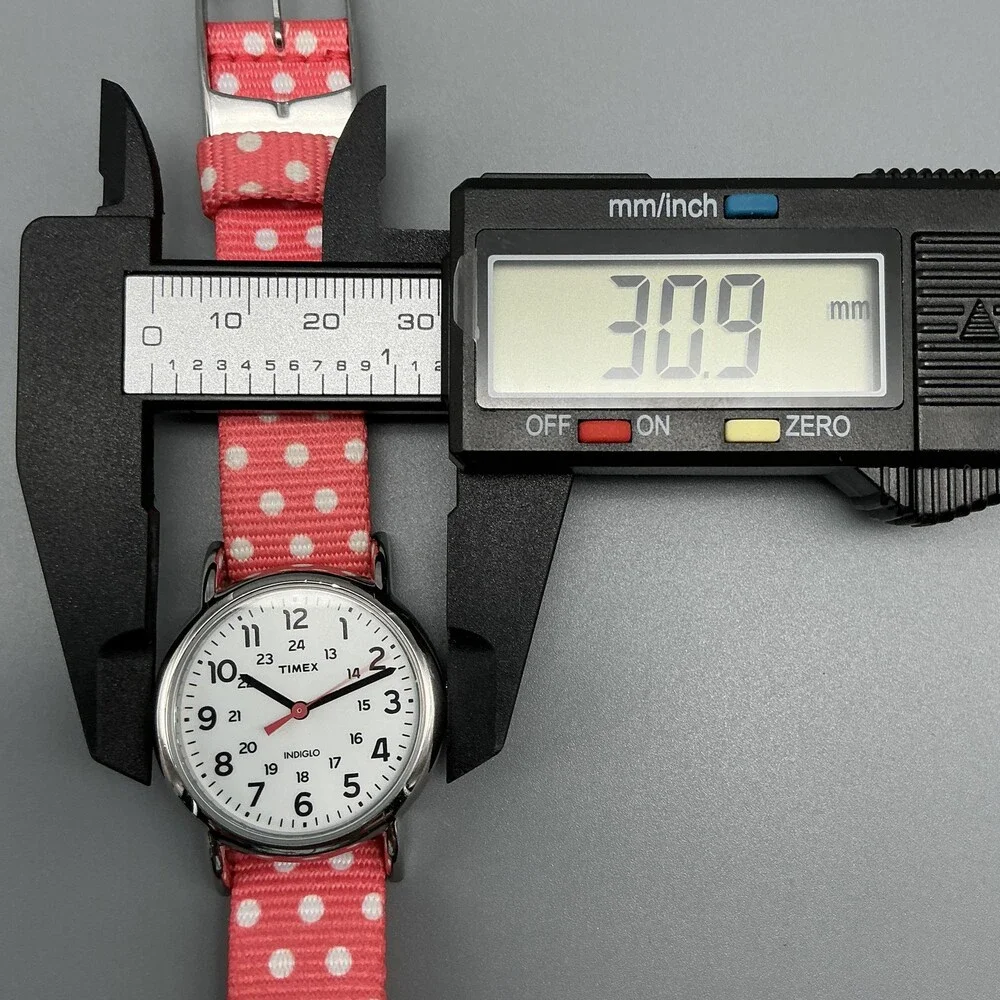 Timex Weekender TWP265000 Womens Watch 31mm Polka Dot Nylon Indiglo New Battery
